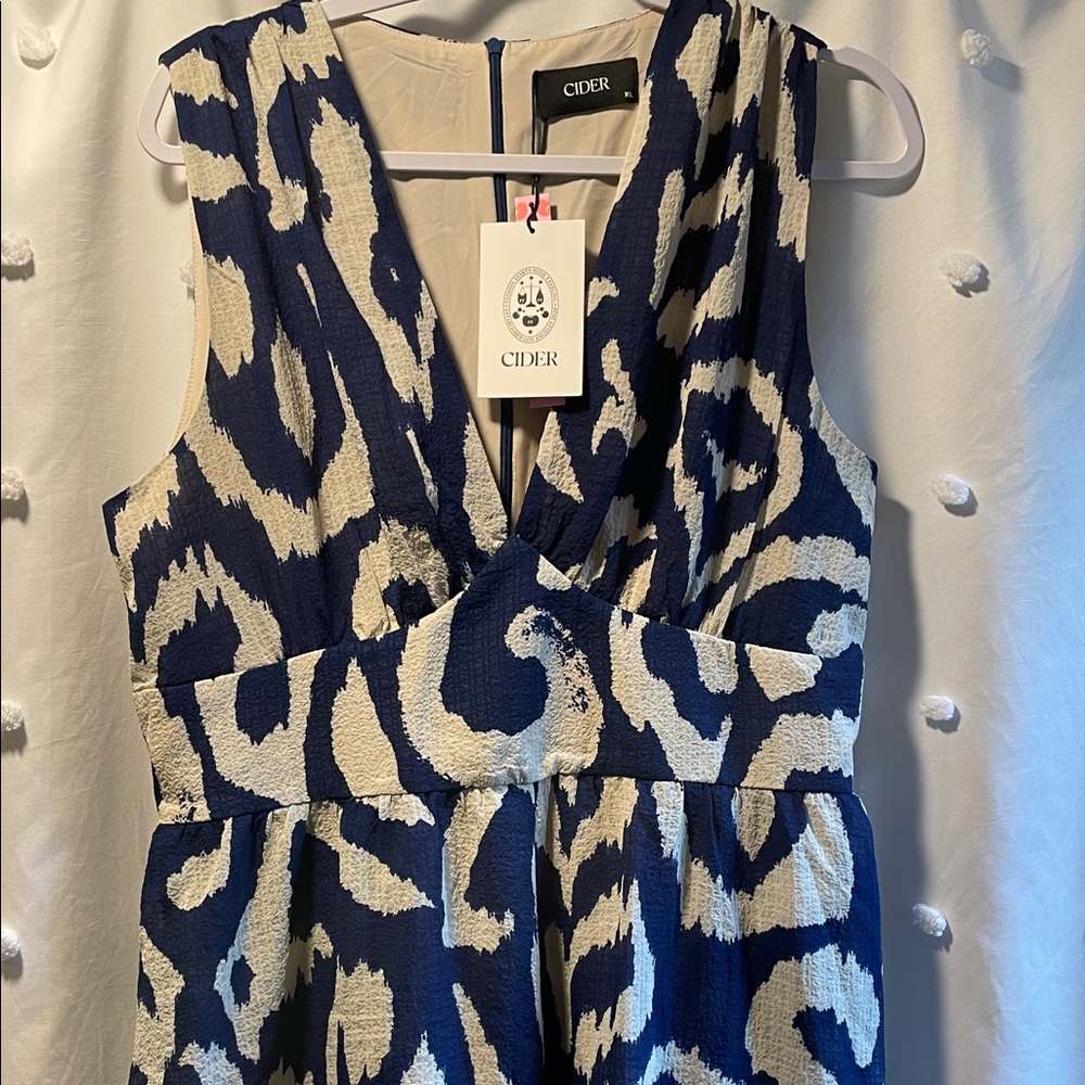 Cider Navy and Ivory Abstract Dress